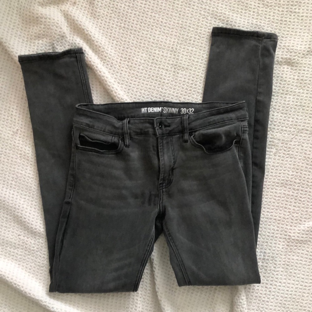 HT Denim Skinny 30x32 Men’s Dark Grey Light Black Jeans
